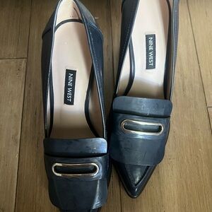 Nine West Navy Loafers with Silver Accent